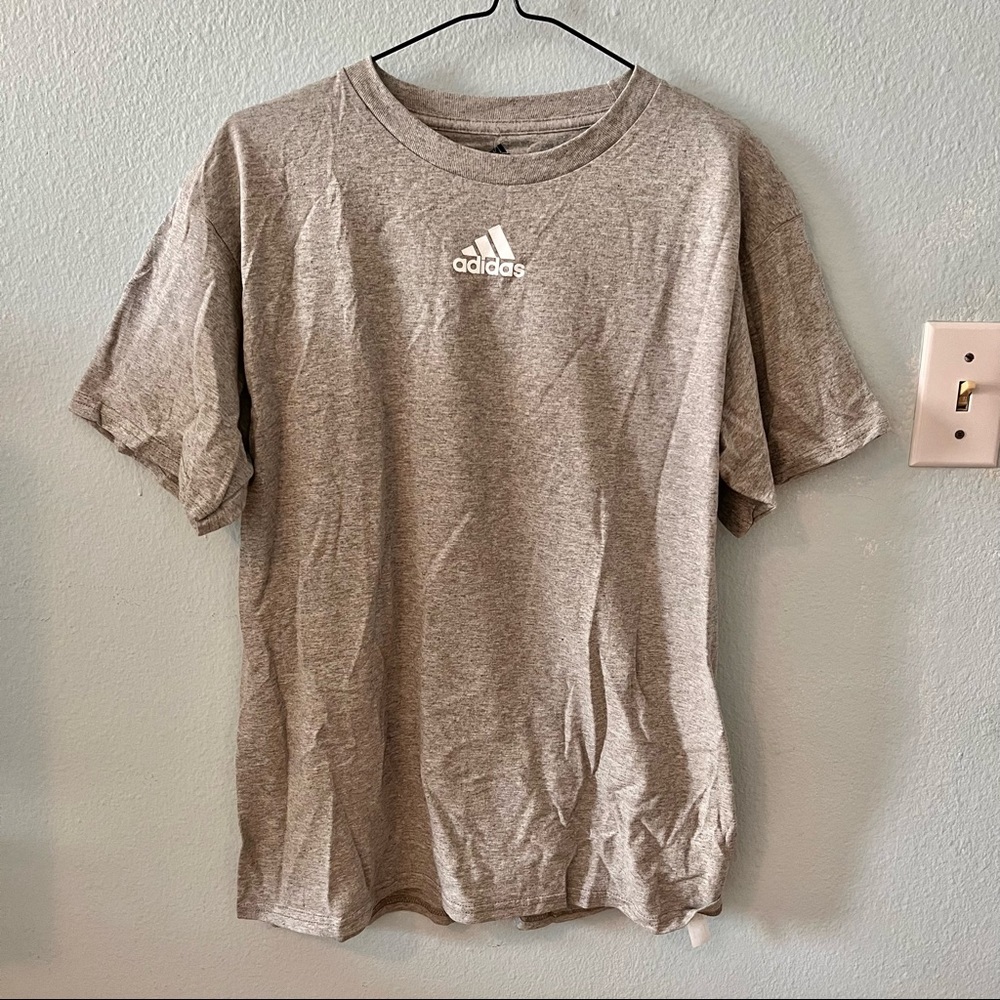 New ADIDAS Youth SS AMPLIFIER Heathered Grey Logo Tee